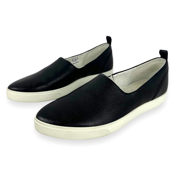 ECCO Gillian Black Leather Two Tone Pointed Toe Slip On Sneaker Size 41 - Picture 2 of 13